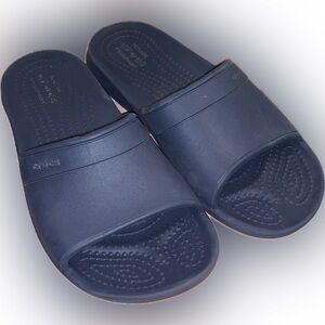 CROCS Dark Blue Navy Foam Lightweight Comfort Slides Sandals Junior 2 Beach Pool